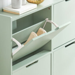 Sobuy Fsr100-Gr, Slim Wooden Storage Cupboard Shoe Rack Shoe Cabinet With 4 Flip Drawers, Light Green - thumbnail 6