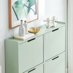 Sobuy Fsr100-Gr, Slim Wooden Storage Cupboard Shoe Rack Shoe Cabinet With 4 Flip Drawers, Light Green - thumbnail 5