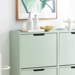 Sobuy Fsr100-Gr, Slim Wooden Storage Cupboard Shoe Rack Shoe Cabinet With 4 Flip Drawers, Light Green - thumbnail 4