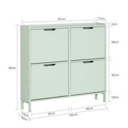 Sobuy Fsr100-Gr, Slim Wooden Storage Cupboard Shoe Rack Shoe Cabinet With 4 Flip Drawers, Light Green - thumbnail 3