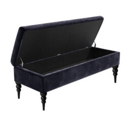 137Cm Safar Plain Ottoman Storage Bench -Upholstered Shoes Bench With Black Turned Wooden Legs - Charcoal Naple Ottoman Bench - thumbnail 2