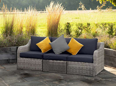Primrose Living Peony Luxury Rattan 3 Seater Garden Sofa In Pebble - image 1