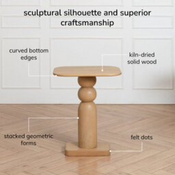 MH London Vita Solid Wood Side Table Living Room Wooden Side Table Bedside Blonde Natural Side Table - thumbnail 4