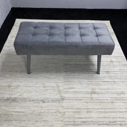 Kosy Koala Grey Velvet Padded Dining Bench With Metal Legs 90 Cm Length, Dining Room Furniture - thumbnail 6