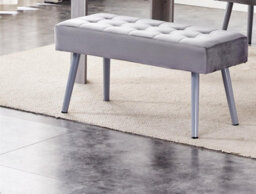 Kosy Koala Grey Velvet Padded Dining Bench With Metal Legs 90 Cm Length, Dining Room Furniture - thumbnail 4