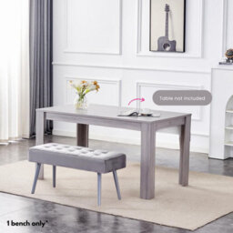 Kosy Koala Grey Velvet Padded Dining Bench With Metal Legs 90 Cm Length, Dining Room Furniture - thumbnail 3