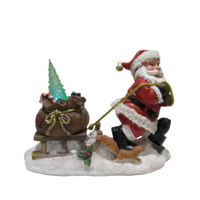 SecureFix Direct Light Up Santa Sledge Christmas Figurine (Xmas Festive Led Ornament Decoration)