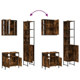 Berkfield 3 Piece Bathroom Cabinet Set Smoked Oak Engineered Wood - thumbnail 9
