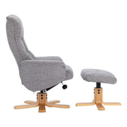 Morris Living The Cairo - Lisbon Rock Grey/beige Fabric - Swivel Recliner Chair & Matching Footstool - thumbnail 7