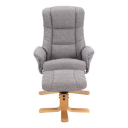 Morris Living The Cairo - Lisbon Rock Grey/beige Fabric - Swivel Recliner Chair & Matching Footstool - thumbnail 4