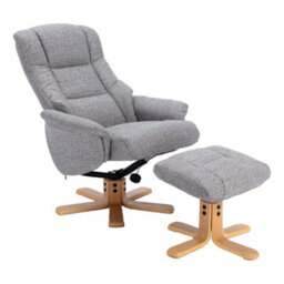 Morris Living The Cairo - Lisbon Rock Grey/beige Fabric - Swivel Recliner Chair & Matching Footstool - thumbnail 3