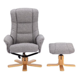 Morris Living The Cairo - Lisbon Rock Grey/beige Fabric - Swivel Recliner Chair & Matching Footstool - thumbnail 2