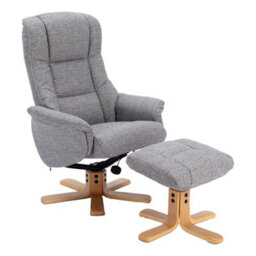 Morris Living The Cairo - Lisbon Rock Grey/beige Fabric - Swivel Recliner Chair & Matching Footstool