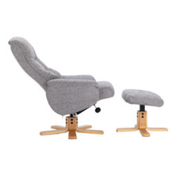 Morris Living The Cairo - Lisbon Rock Grey/beige Fabric - Swivel Recliner Chair & Matching Footstool - thumbnail 8