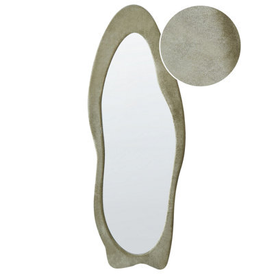 Beliani Wall Mirror Reigny 57 Cm 160 Cm Velvet Olive Green - image 1