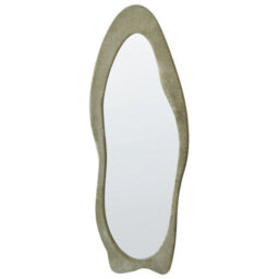 Beliani Wall Mirror Reigny 57 Cm 160 Cm Velvet Olive Green - thumbnail 4