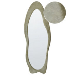 Beliani Wall Mirror Reigny 57 Cm 160 Cm Velvet Olive Green