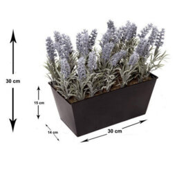 GreenBrokers Artificial Lavender In Black Tin Planter 30Cm, Lifelike, Maintenance-Free Decor, Perfect For Home, Office, Balcony, Patio - thumbnail 2