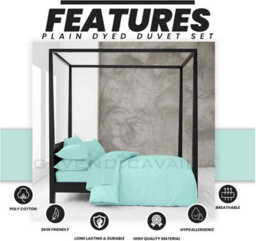 Gc Gaveno Cavailia Plain Dyed Duvet Cover Super King Polycotton Solid Bedding Set Breathable Lightweight Duvet Cover Bed Set Aqua - thumbnail 2