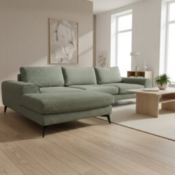 Abakus Direct Venice Chenille Corner Sofa In Sage Green Left Facing With Deep Seats And Extra-Wide Padded Arms - thumbnail 3