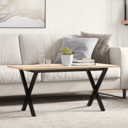 Berkfield Coffee Table X-Frame 100X50X45 Cm Solid Wood Pine And Steel