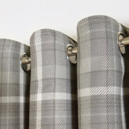 OHS Woven Check Print Pair Of Curtains, Charcoal - 90 X 90 - thumbnail 4