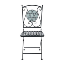 Charles Bentley 3 Piece Wrought Iron Mosaic Bistro Set Table And 2 Chairs - thumbnail 3
