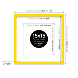 "15X15"" Yellow Picture Frame - 15X15"" Square Frame With 13X13"" Mount For 15X15""/13X13"" Pictures Luxurious Style Room Decor, 1 Pack" - thumbnail 2
