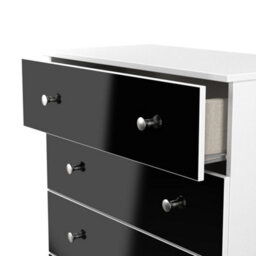 Portland 4 Drawer Chest Of Drawers In Black & White Matt (Ready Assembled) - thumbnail 6