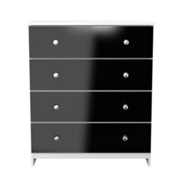 Portland 4 Drawer Chest Of Drawers In Black & White Matt (Ready Assembled) - thumbnail 2