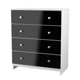 Portland 4 Drawer Chest Of Drawers In Black & White Matt (Ready Assembled) - thumbnail 4