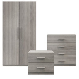 GoodHome Atomia Freestanding Matt Grey Oak Effect 3 Piece Bedroom Furniture Set