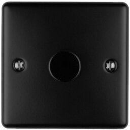 Loops 1 Gang 400W Led 2 Way Rotary Dimmer Switch Matt Black Light Dimming Plate - thumbnail 1