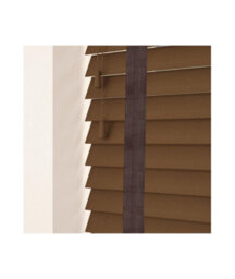 50mm Slat Dark Oak Real Wood Venetian Blind With Tapes 120Cm Drop 175Cm Wide