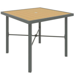 Wyld Haus Yole Natural Wood-Effect Square Garden Dining Table 90 X 90 Cm With 42 mm Umbrella Hole - thumbnail 2