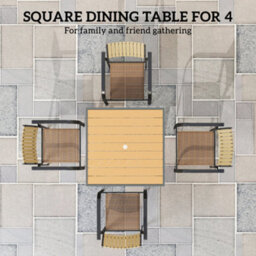 Wyld Haus Yole Natural Wood-Effect Square Garden Dining Table 90 X 90 Cm With 42 mm Umbrella Hole - thumbnail 5