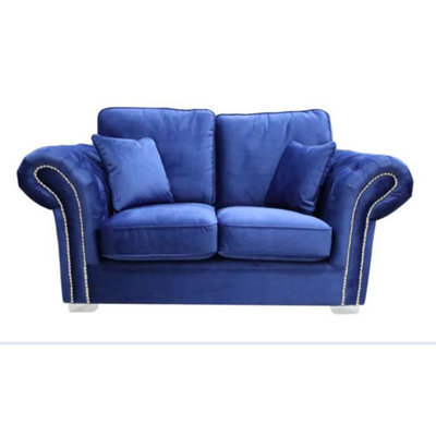 Chesterfield Original Oliver 2 Seater Sofa Malta Navy Blue Velvet In Stock - image 1