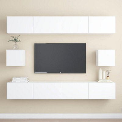 Berkfield 6 Piece Tv Cabinet Set White Engineered Wood - image 1
