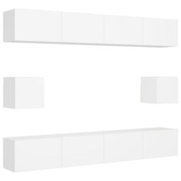 Berkfield 6 Piece Tv Cabinet Set White Engineered Wood - thumbnail 2