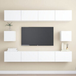Berkfield 6 Piece Tv Cabinet Set White Engineered Wood - thumbnail 1