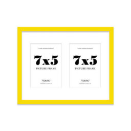 14X11 Inch 2 Opening Photo Collage Frame, Display Two 7X5 Inch Photos, Multi Aperture Family Picture Frame, Yellow - thumbnail 2