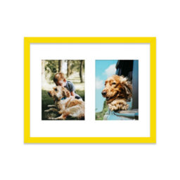 14X11 Inch 2 Opening Photo Collage Frame, Display Two 7X5 Inch Photos, Multi Aperture Family Picture Frame, Yellow - thumbnail 1