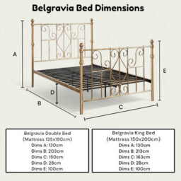OAT Home Belgravia Antique Brass Effect Victorian Vintage Style Metal Double Bed Frame - thumbnail 9
