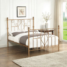 OAT Home Belgravia Antique Brass Effect Victorian Vintage Style Metal Double Bed Frame