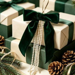 Amorly 3 Pack Green Velvet Bow With Pearls, 15Cm Large Flocked Bow Ornament With Beaded Tassel For Christmas Tree Wreath Garland Decor - thumbnail 5