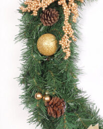 Best Artificial Christmas 12Ft Gold Decorated Christmas Garland Bannister Staircase Fireplace - thumbnail 8