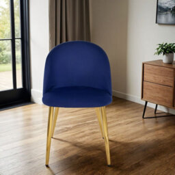 PureLifestyleWonders Designer Luxurious Velvet Dining Chair In Blue With Gold Legs Velvoro - thumbnail 2