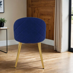 PureLifestyleWonders Designer Luxurious Velvet Dining Chair In Blue With Gold Legs Velvoro - thumbnail 3