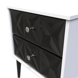 Toledo 2 Drawer Bedside Cabinet in Deep Black & White (Ready Assembled) - thumbnail 2