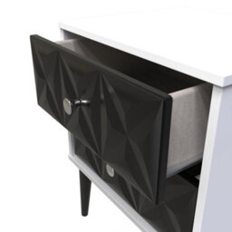 Toledo 2 Drawer Bedside Cabinet in Deep Black & White (Ready Assembled) - thumbnail 3
